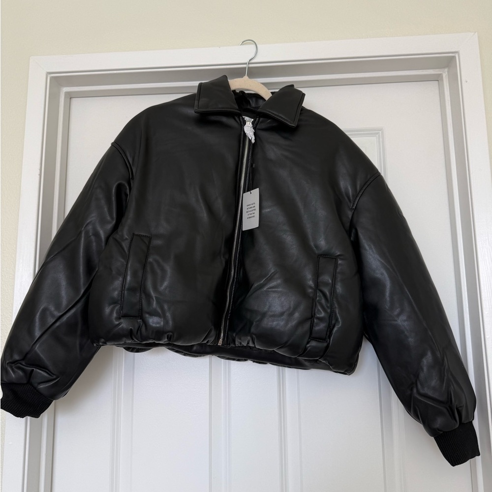 Sanja Faux Leather Jacket in Black
